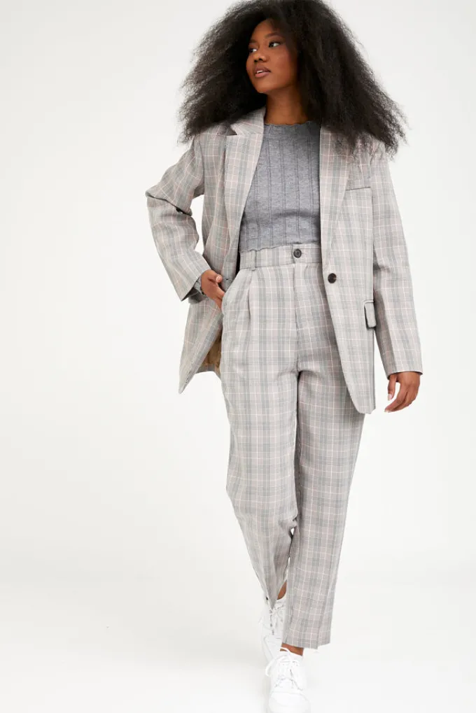 Silk & Salt the classic pants - taupe check^ Sets