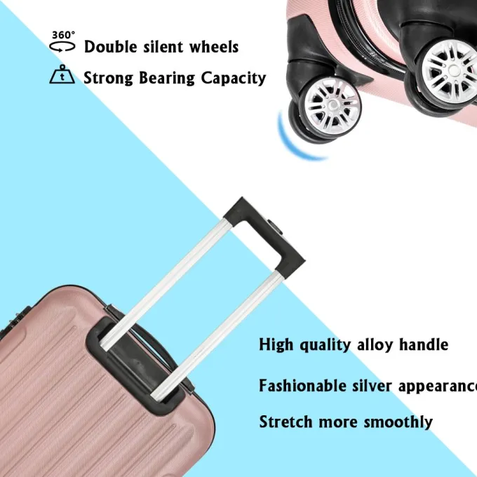Silk & Salt Dcenta 3-in-1 Multifunctional LarCapacity Traveling StoraSuitcase LuggaSet Rose Gold^ Hard Side Luggage