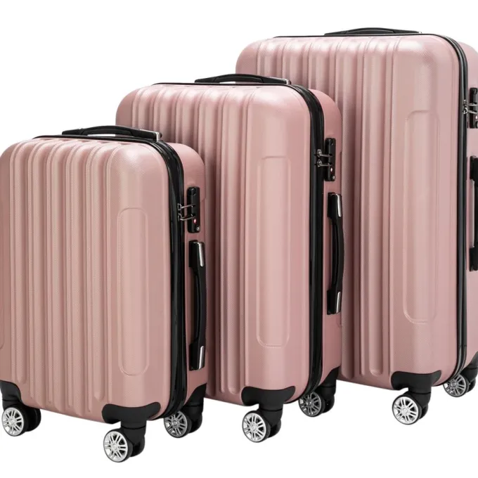 Silk & Salt Dcenta 3-in-1 Multifunctional LarCapacity Traveling StoraSuitcase LuggaSet Rose Gold^ Hard Side Luggage