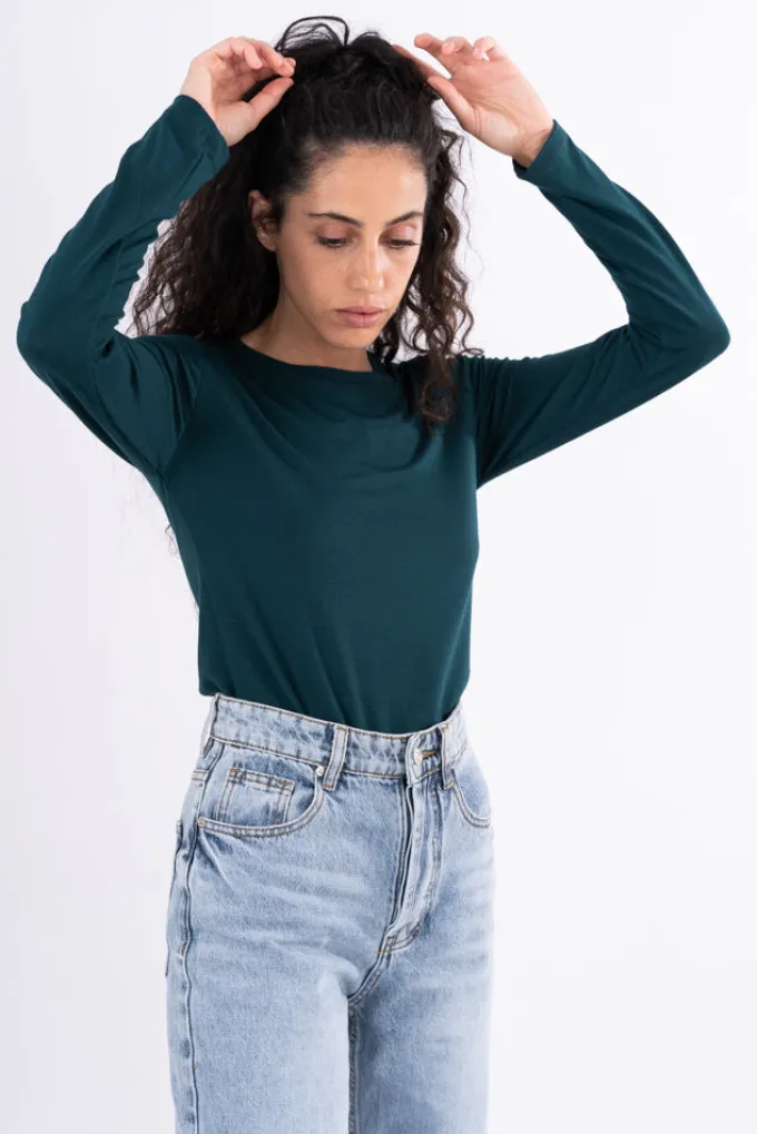 Silk & Salt aria long sleeve tee - dark green^ Tops