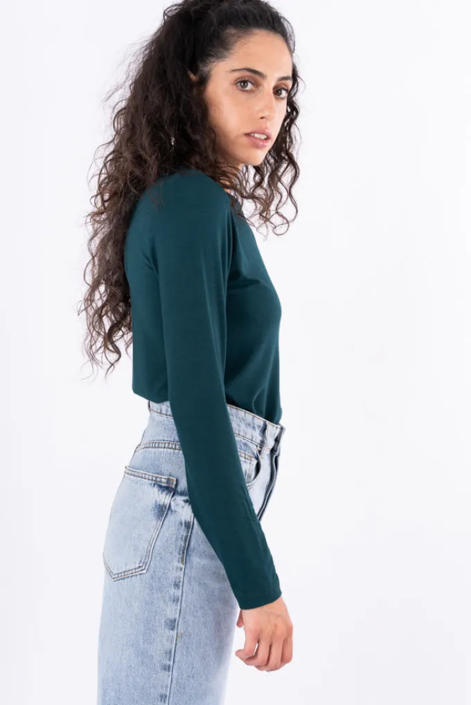 Silk & Salt aria long sleeve tee - dark green^ Tops
