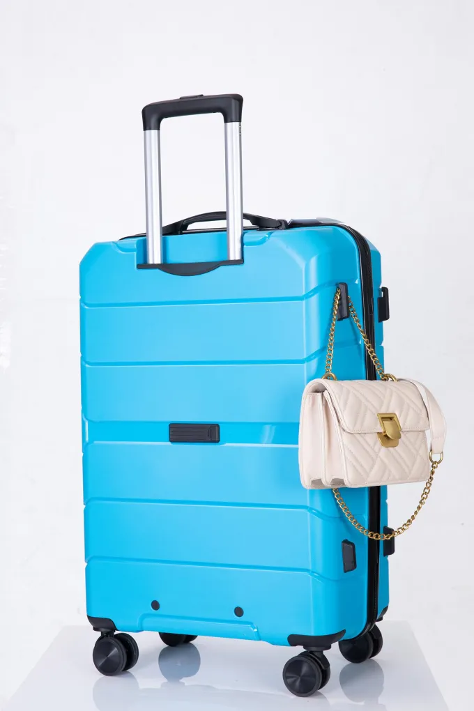 Silk & Salt SEGMART 20''/24''/28'' 3 Pieces LuggaSet Lightweight Suitcase Travel Sets for Women 3-in-1 Portable Trolley Case with Telescoping Handle Outdoor Hardside LuggaSet Light Blue S9354^ Luggage Sets