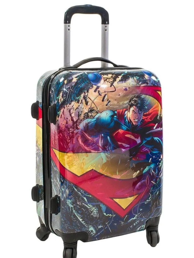 Silk & Salt DC Comics Superman 21 Inch Spinner Rolling LuggaSuitcase Upright ABS Plastic Hard Cases^ Carry On Luggage
