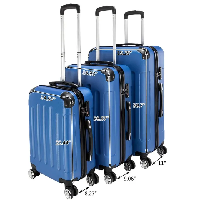 Silk & Salt Topcobe 3Pcs Traveling LuggaSet Portable LarCapacity LuggaBags for Travel Rolling StoraSuitcase with Wheels 20+24+28 Blue^ Hard Side Luggage