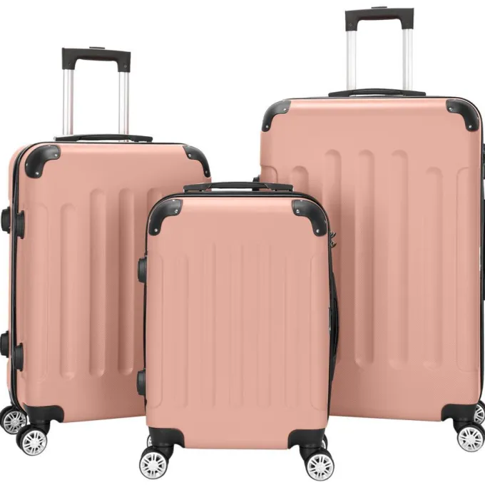 Silk & Salt Zimtown 3Pcs 20/24/28 LuggaSet Travel Bag TSA Lock Trolley Carry On Suitcase Rose Gold^ Carry On Luggage
