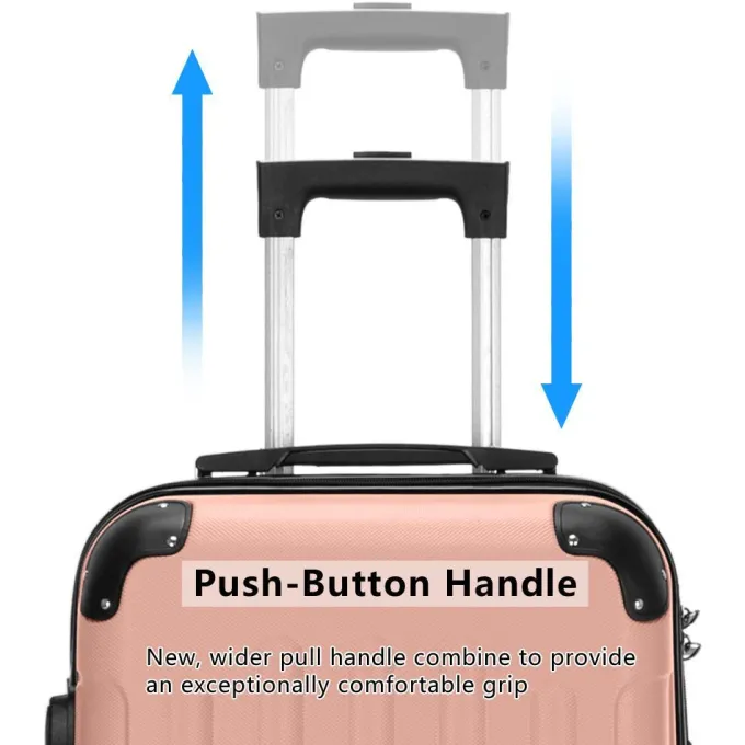 Silk & Salt Zimtown 3Pcs 20/24/28 LuggaSet Travel Bag TSA Lock Trolley Carry On Suitcase Rose Gold^ Carry On Luggage