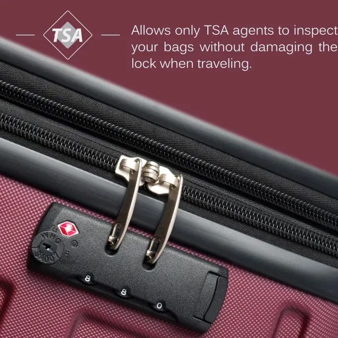 Silk & Salt Hommoo Expandable Hardside LuggaSet with TSA Lock 3-Piece Set (20 /24 /28) Red^ Checked Luggage