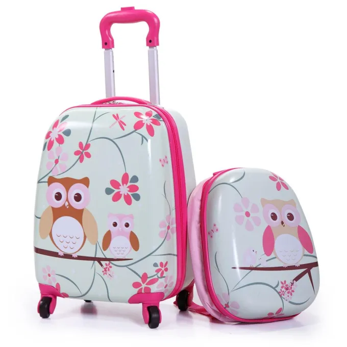 Silk & Salt 2 Pcs Kid LuggaSet12 Backpack amp16 Kid Carry on Suitcase with Spinner WheelsTravel Rolling Luggafor Girl amp;amp;Boy^ Hard Side Luggage