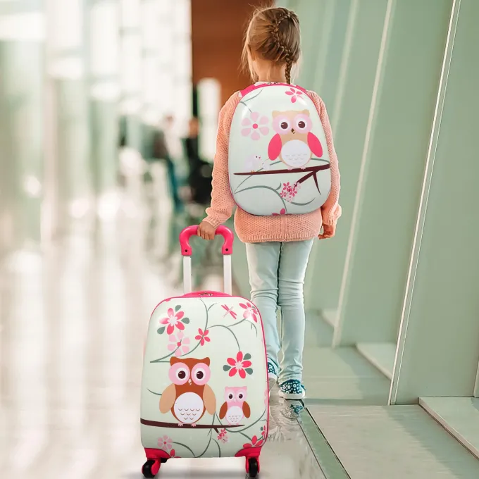 Silk & Salt 2 Pcs Kid LuggaSet12 Backpack amp16 Kid Carry on Suitcase with Spinner WheelsTravel Rolling Luggafor Girl amp;amp;Boy^ Hard Side Luggage