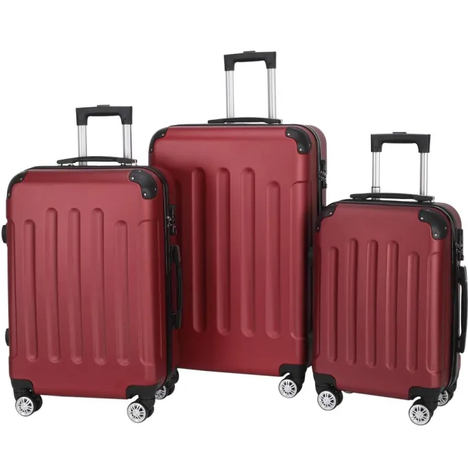 Silk & Salt LuggaSets for Women 3 Piece Hardshell Lightweight LuggaSets with Spinner Wheels and Lock ABS Rolling Trolley Travel Suitcases Bags Red^ Hard Side Luggage