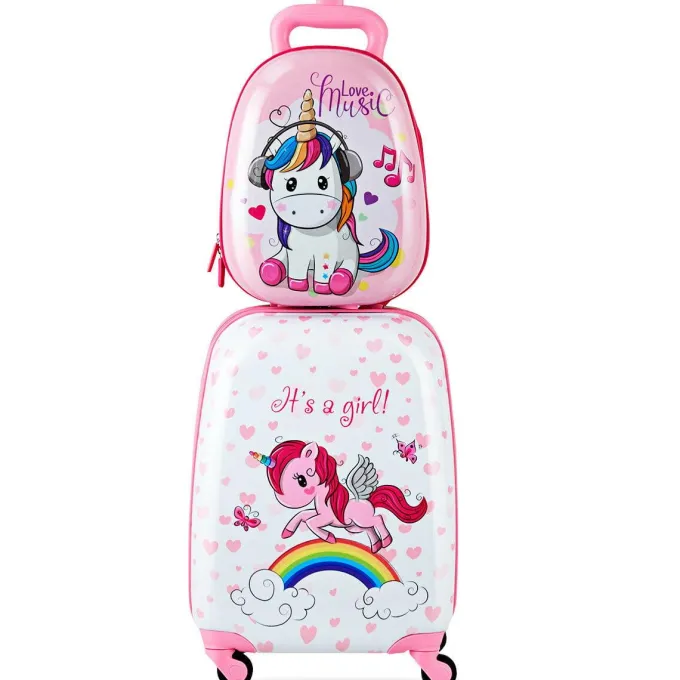 Silk & Salt Kid LuggaSet 12u201d Backpack amp16u201d Kid Carry on Suitcase with Spinner Wheels Child School Travel Rolling Luggafor Girl FREMO^ Hard Side Luggage