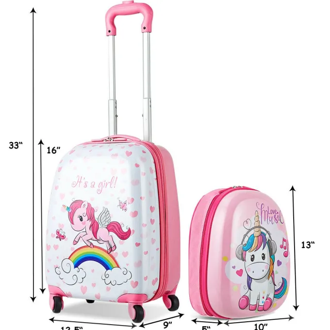 Silk & Salt Kid LuggaSet 12u201d Backpack amp16u201d Kid Carry on Suitcase with Spinner Wheels Child School Travel Rolling Luggafor Girl FREMO^ Hard Side Luggage