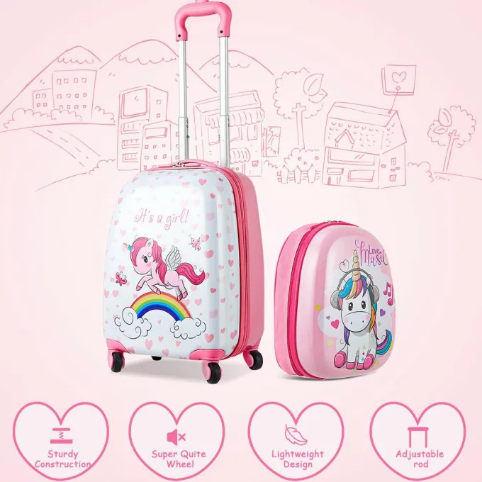 Silk & Salt Kid LuggaSet 12u201d Backpack amp16u201d Kid Carry on Suitcase with Spinner Wheels Child School Travel Rolling Luggafor Girl FREMO^ Hard Side Luggage