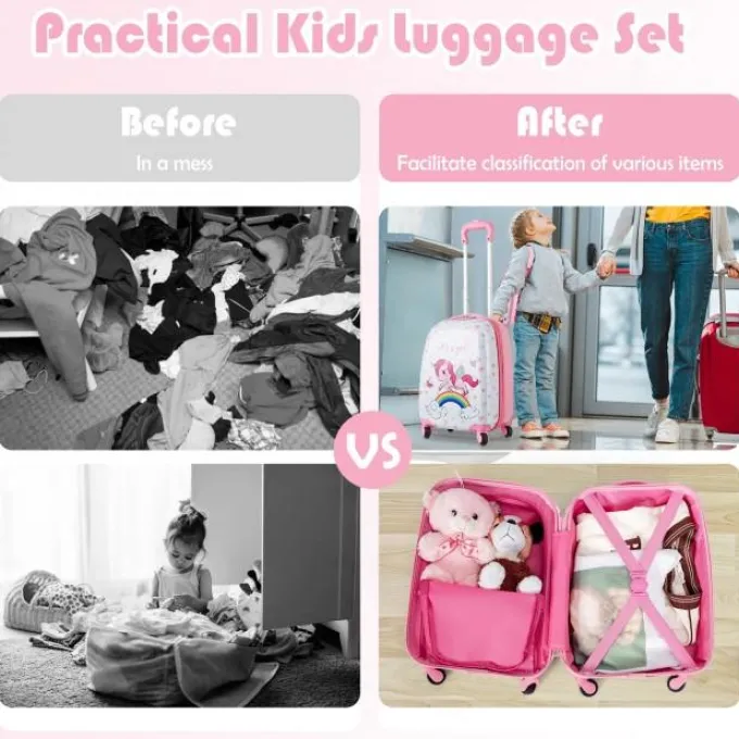 Silk & Salt Kid LuggaSet 12u201d Backpack amp16u201d Kid Carry on Suitcase with Spinner Wheels Child School Travel Rolling Luggafor Girl FREMO^ Hard Side Luggage