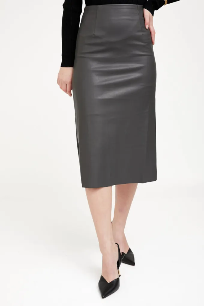 Silk & Salt vegan leather skirt- grey^ Skirts