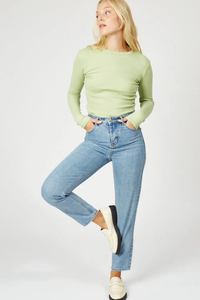 Silk & Salt mini turtle neck tee - pistachio^ Tops