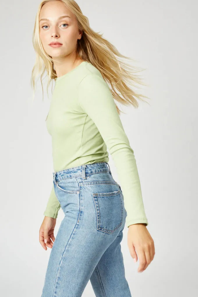 Silk & Salt mini turtle neck tee - pistachio^ Tops