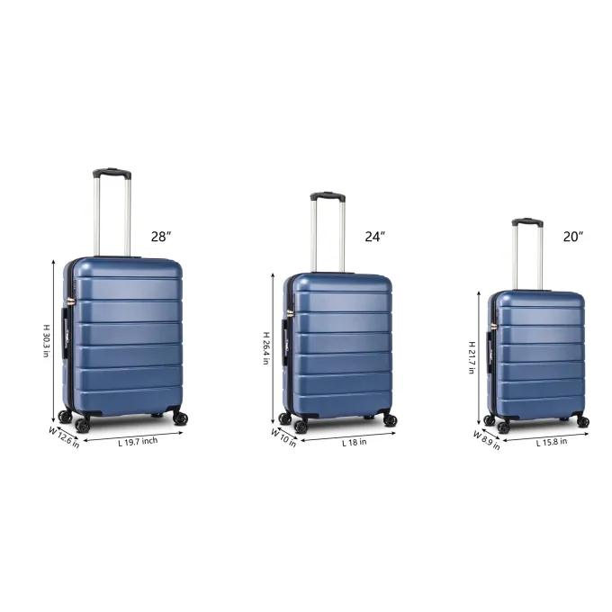 Silk & Salt 3pcs LuggaSet for Women 3-in-1 Portable Trolley Case with Telescoping Handle and 360 Spinner Wheels Outdoor PC+ABS Material Hardside Carry on LuggaSet with TSA Lock S9350^ Hard Side Luggage