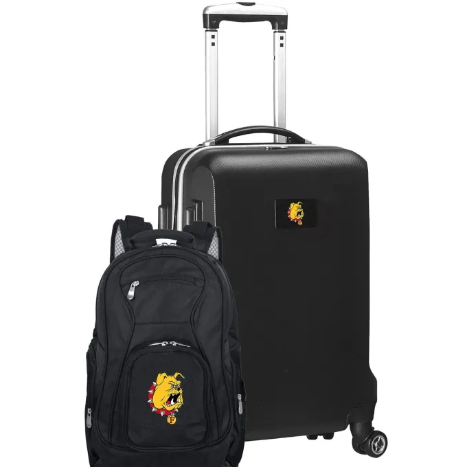 Silk & Salt Ferris State Bulldogs Deluxe 2-Piece Backpack and Carry-On Set - Black^ Luggage Sets
