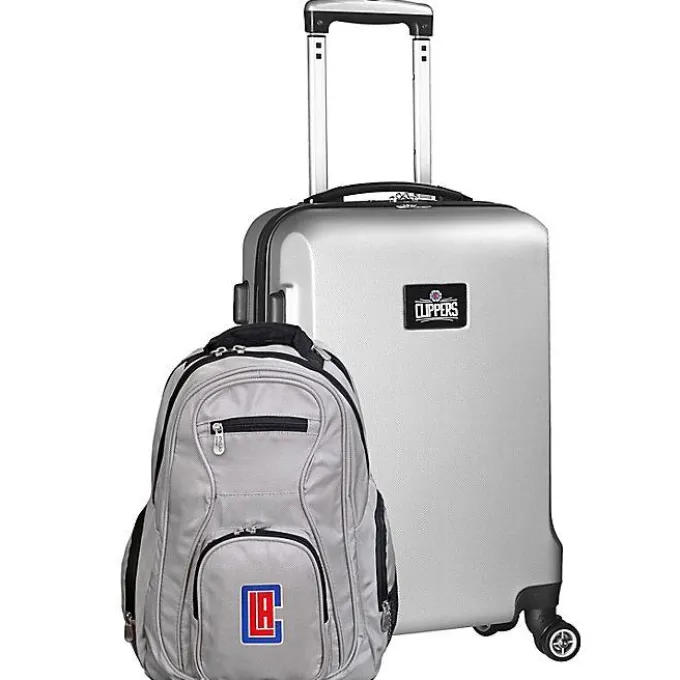 Silk & Salt NBA Los Angeles Clippers 2-Piece Backpack and Carry On LuggaSet in Silver^ Luggage Sets