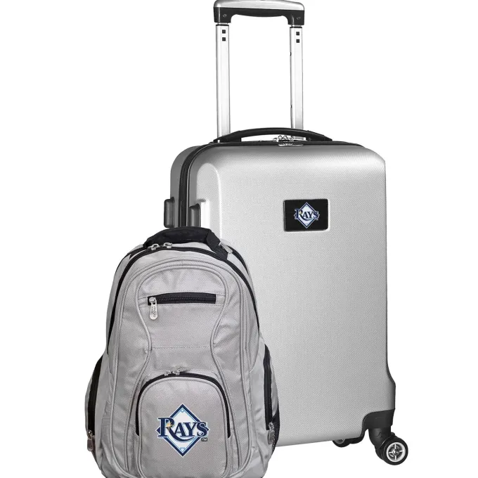 Silk & Salt Tampa Bay Rays Deluxe 2-Piece Backpack and Carry-On Set - Silver^ Luggage Sets