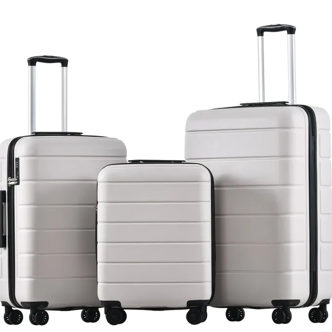 Silk & Salt SEGMART 3 Pieces Travel LuggaSet 20''/24''/28'' Lightweight Women Suitcase Travel Sets 3-in-1 Portable Trolley Case with Telescoping Handle Outdoor Hardside LuggaSet S9354^ Hard Side Luggage