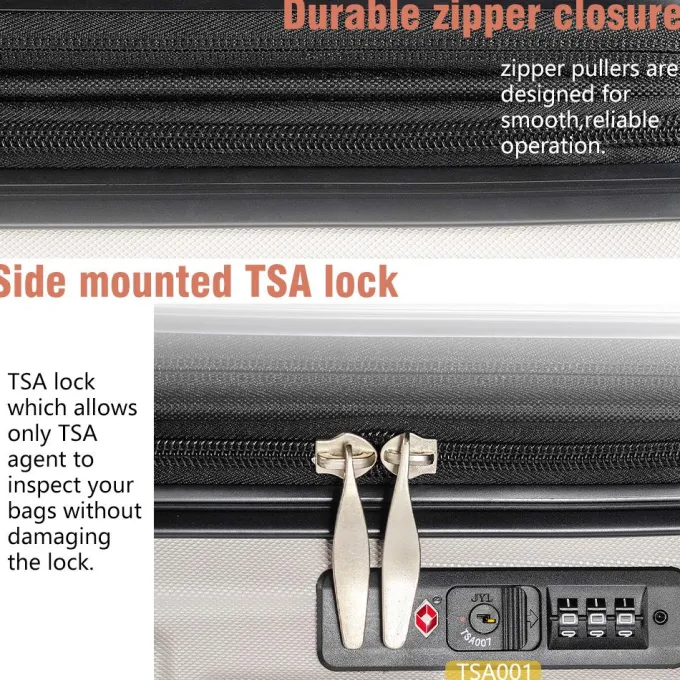 Silk & Salt SEGMART 3 Pieces Travel LuggaSet 20''/24''/28'' Lightweight Women Suitcase Travel Sets 3-in-1 Portable Trolley Case with Telescoping Handle Outdoor Hardside LuggaSet S9354^ Hard Side Luggage