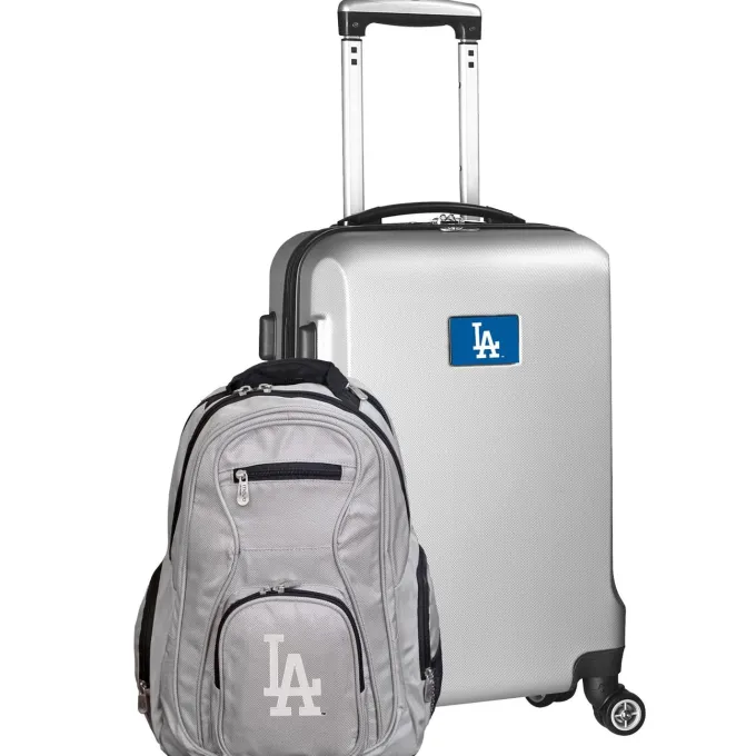 Silk & Salt Los Angeles Dodgers Deluxe 2-Piece Backpack and Carry-On Set - Silver^ Luggage Sets