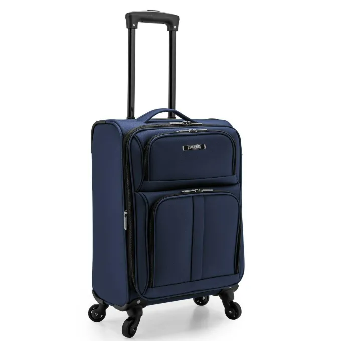 Silk & Salt US Traveler Anzio u2014 22 Carry On Rolling LuggaSpinner Silent Wheel Tow Push Handle Travel Suitcase Bag Navy^ Carry On Luggage