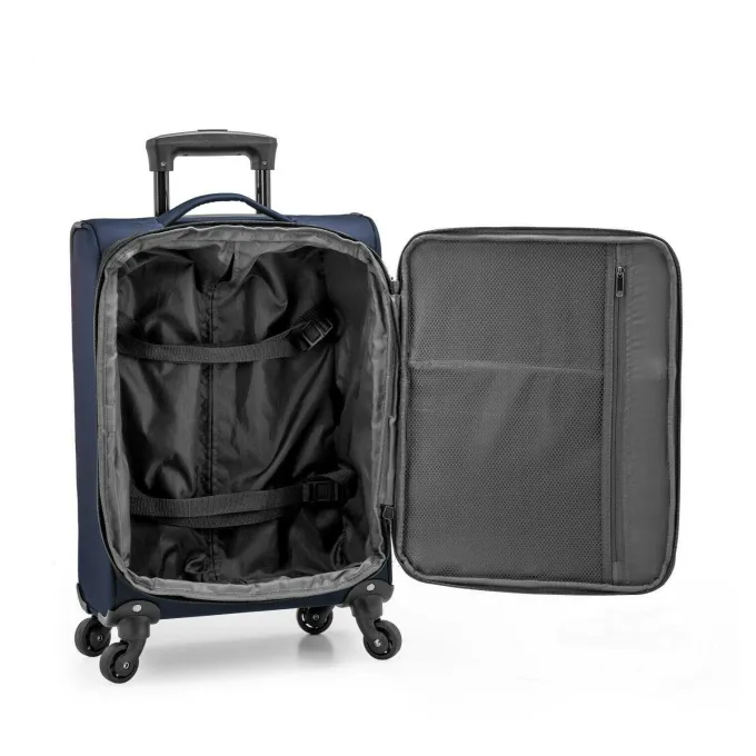 Silk & Salt US Traveler Anzio u2014 22 Carry On Rolling LuggaSpinner Silent Wheel Tow Push Handle Travel Suitcase Bag Navy^ Carry On Luggage
