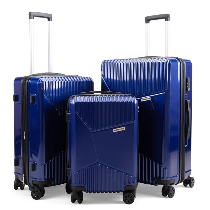 Silk & Salt Jaxpety 3 Pcs Hardside Expandable LuggaSet Trolley Suitcase W/ TSA Lock (20 24 28)^ Checked Luggage