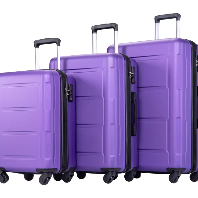 Silk & Salt Anysun 3 Piece Hardside Lightweight Expandable LuggaSet (20/24/28) (Purple)^ Luggage Sets