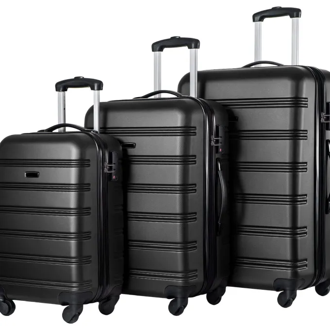 Silk & Salt Hardside Expandable Luggawith Spinner Wheels ampTSA LockLightweight Durable Travel Suitcase Carry On LuggaSetBlack3-Piece Set (20/24/28)^ Hard Side Luggage