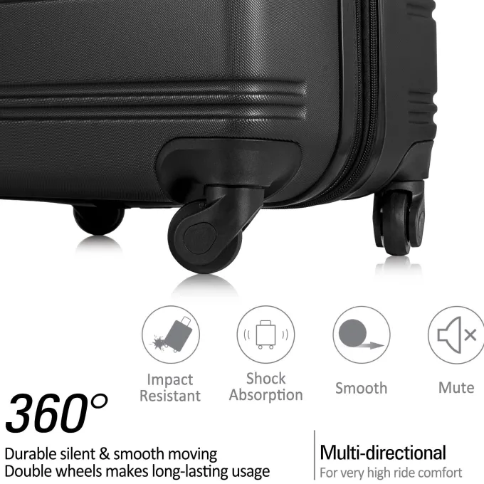 Silk & Salt Hardside Expandable Luggawith Spinner Wheels ampTSA LockLightweight Durable Travel Suitcase Carry On LuggaSetBlack3-Piece Set (20/24/28)^ Hard Side Luggage