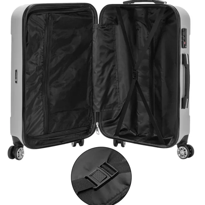 Silk & Salt Zimtown 3PCS LuggaTravel Set Bags ABS Trolley Hard Shell Suitcase W/TSA lock With 4 Wheels Multi-Colored^ Carry On Luggage