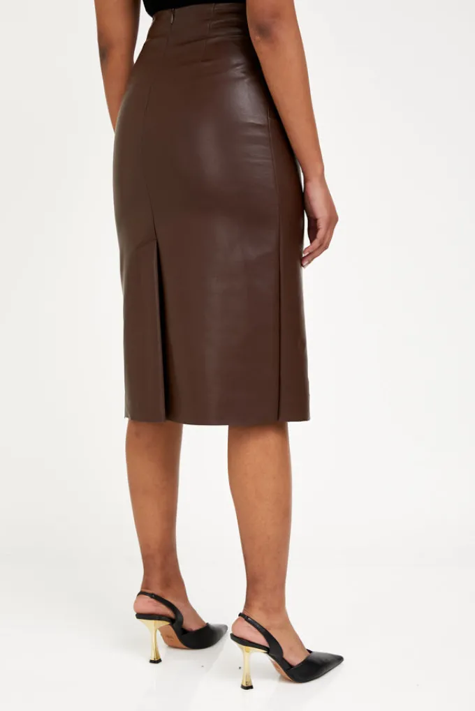 Silk & Salt vegan leather skirt - brown^ Skirts