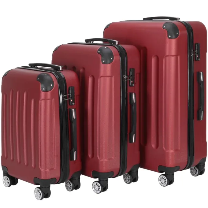 Silk & Salt Veryke 3 Piece Multifunctional LuggaSet LarCapacity Traveling Suitcase Set - Wine Red^ Hard Side Luggage
