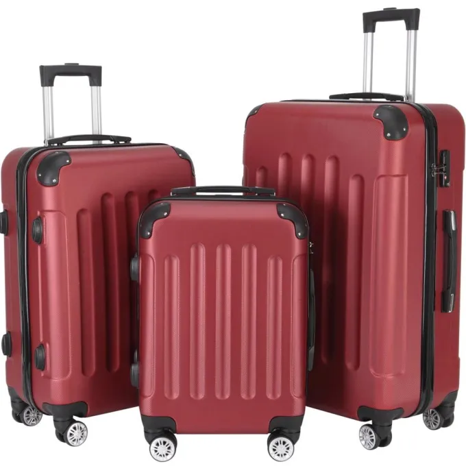 Silk & Salt Veryke 3 Piece Multifunctional LuggaSet LarCapacity Traveling Suitcase Set - Wine Red^ Hard Side Luggage