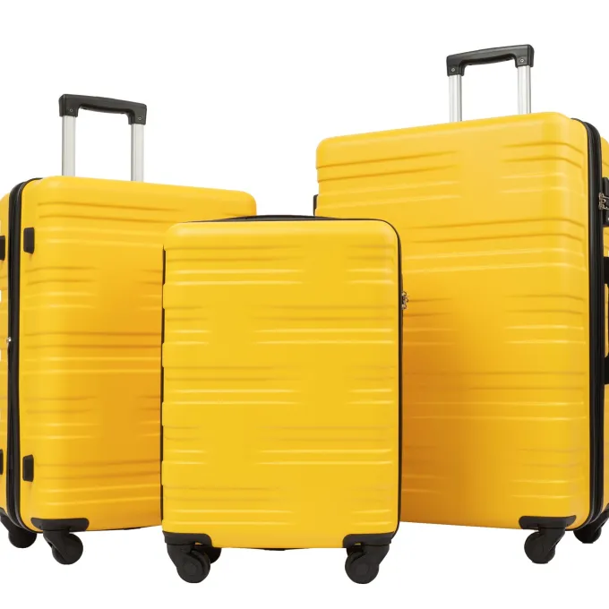 Silk & Salt 3 Piece LuggaTravel Set 20 24 28 Carry on Luggawith Spinner Wheels Lightweight Hard Case LuggaTravel Suitcase Christmas Gifts for Business Trip Holiday Travel Cruise Black^ Hard Side Luggage