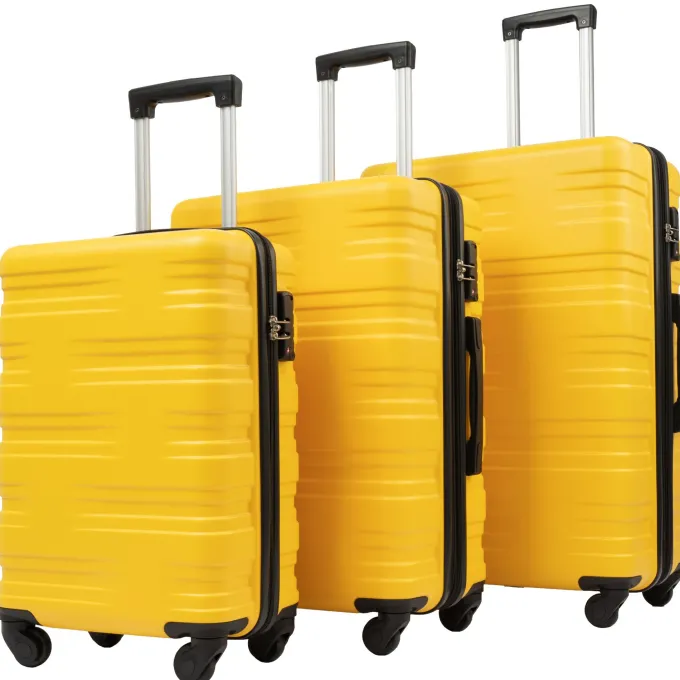 Silk & Salt 3 Piece LuggaTravel Set 20 24 28 Carry on Luggawith Spinner Wheels Lightweight Hard Case LuggaTravel Suitcase Christmas Gifts for Business Trip Holiday Travel Cruise Black^ Hard Side Luggage