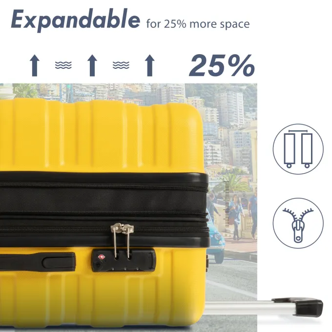 Silk & Salt 3 Piece LuggaTravel Set 20 24 28 Carry on Luggawith Spinner Wheels Lightweight Hard Case LuggaTravel Suitcase Christmas Gifts for Business Trip Holiday Travel Cruise Black^ Hard Side Luggage