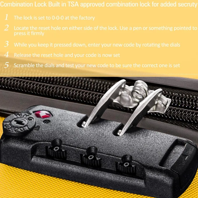 Silk & Salt 3 Piece LuggaSet Hardside Spinner Hardshell Suitcase with TSA Lock 4-Wheel Upright Luggafor 360 Degree Movement (20/24/28) Yellow^ Hard Side Luggage