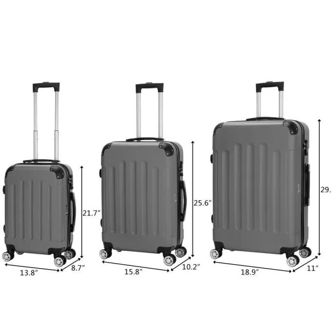 Silk & Salt UBesGoo 3 Pieces Travel LuggaSet Bag TSA Lock ABS Trolley Carry On Suitcase^ Hard Side Luggage
