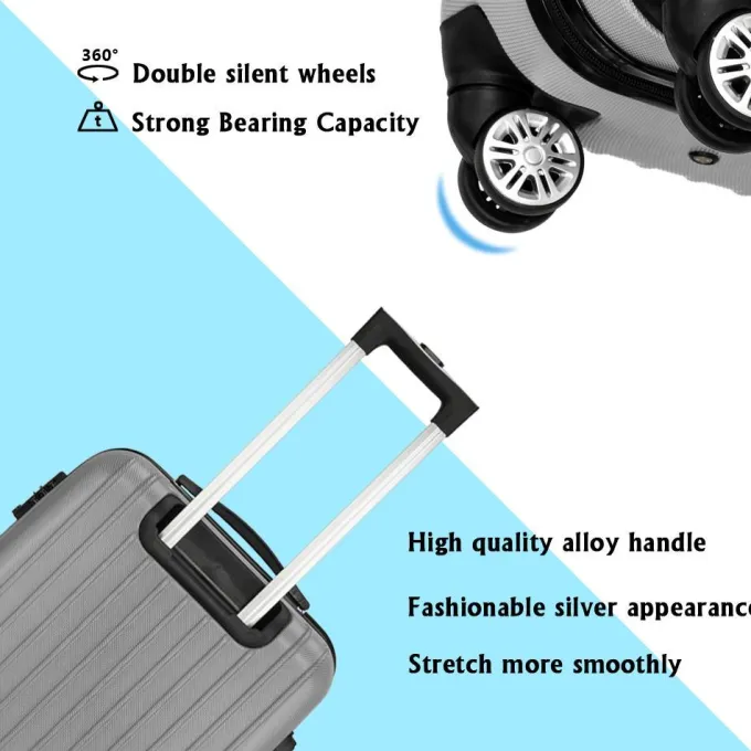 Silk & Salt OTVIAP Lugga3 Piece Set Suitcase Spinner Hardshell Lightweight TSA Lock Gray^ Luggage Sets