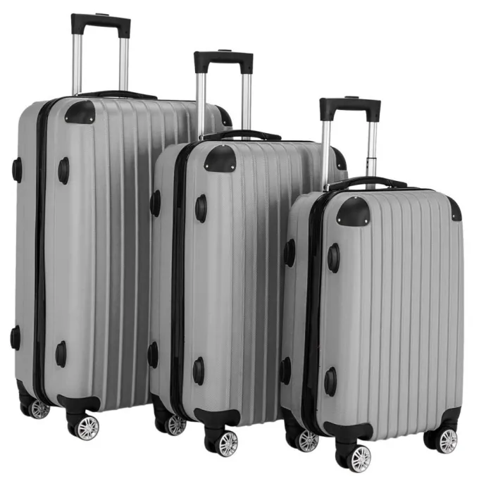 Silk & Salt OTVIAP Lugga3 Piece Set Suitcase Spinner Hardshell Lightweight TSA Lock Gray^ Luggage Sets
