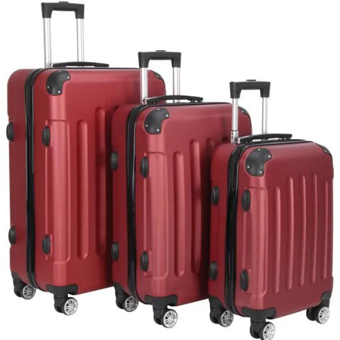 Silk & Salt 3-in-1 Trolley Case Portable ABS Trunk 20 / 24 / 28 Wine Red for Travel Office Home^ Carry On Luggage