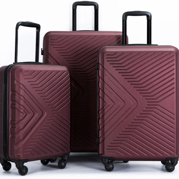 Silk & Salt uhomepro Lightweight Spinner 3 Piece LuggaSet with TSA Lock ABS Trolley Carry On Suitcase Bag 20 24 28 with Spinner Wheels Red^ Carry On Luggage