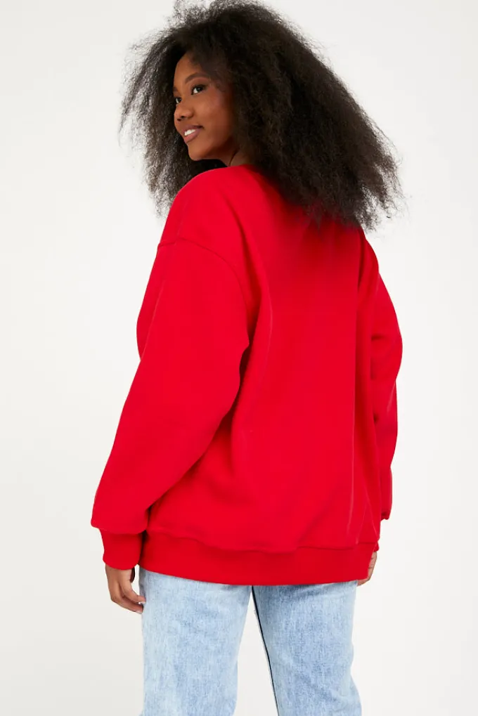 Silk & Salt my basic sweatshirt - red^ Hoodies & Sweatshirts