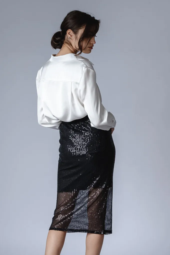 Silk & Salt crystal sequins skirt - black^ Skirts