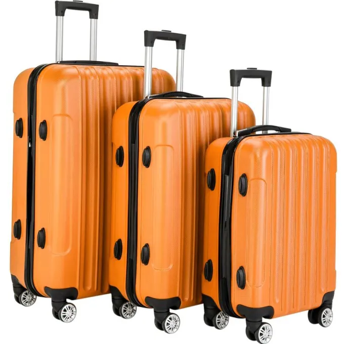 Silk & Salt UBesGoo LuggaSets PC+ABS Durable Suitcase on Wheels TSA Lock Orange^ Checked Luggage